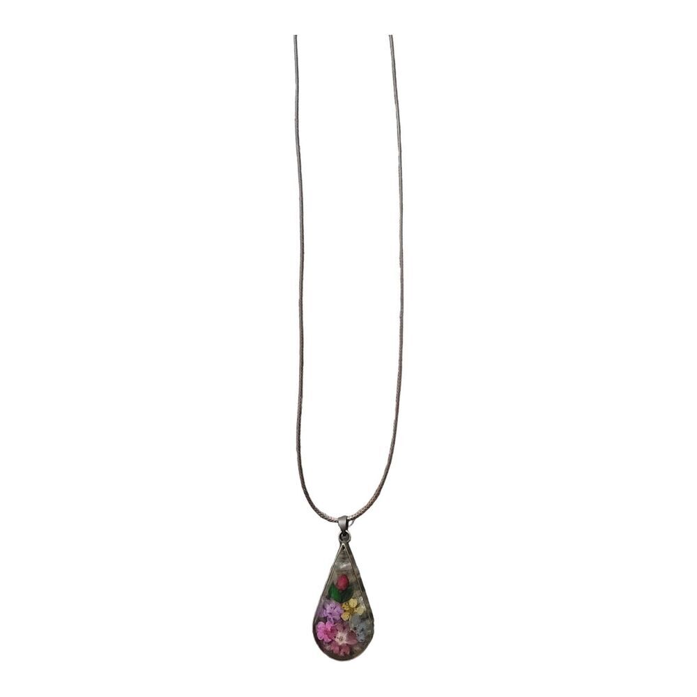 Women Long Necklace Handmade Dried Flowers Pendants Girl Vintage Necklaces 1pc